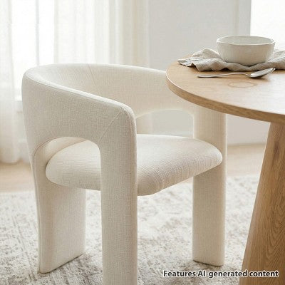 Round Dining Table Set with 2 Chenille Armchairs, Modern Pedestal Table and Upholstered Chairs with Full Back and Arms-Panipeachy