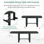 Farmhouse Extendable Dining Table Set for 6, Solid Wood Rectangular Kitchen Table Set with Removable Leaf, 4 Upholstered Chairs and Bench