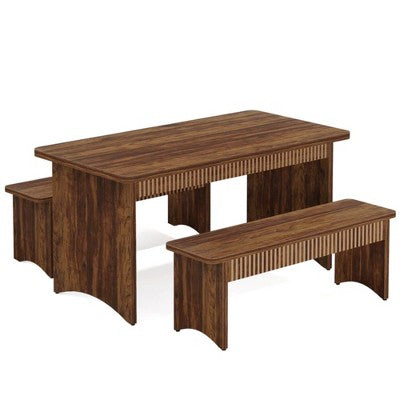 GDFStudio Ichi Farmhouse 3 Piece Wood Dining Set