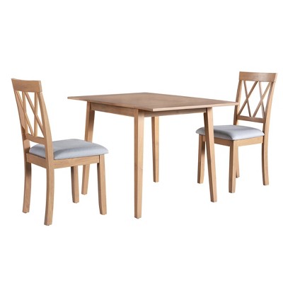 GDF Studio Avery 3 Piece Dining Set with Drop Leaf Dining Table and 2 Dining Upholstered Chairs