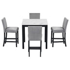 GDFStudio Danielle Modern 5 Piece Rubberwood Counter Height Dining Table Set with Velvet Upholstered Chairs