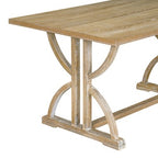 6 PCS Retro Dining Table Set, Rectangular Table with Unique Legs and Upholstered Chairs-ModernLuxe
