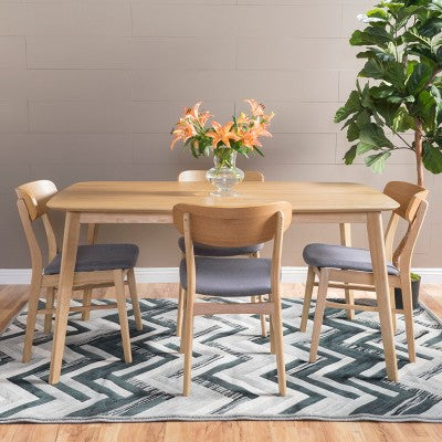 GDFStudio Balfern 5 Pieces Mid Century Modern Upholstered Wood Dining Set