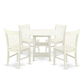HomeStock 5-Pc Linen White Finish Solid Wood Top - Round Dining Room Set - Seats-4