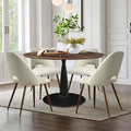 5 Piece Dining Set for 4 Round Walunut Dining Table with Metal Pedestal Base + 4 Upholstered Armless Chairs for Dining Room,Kitchen-Panipeachy