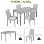 GDFStudio Galen Farmhouse 5-Piece Dining Set with Wooden Rectangular Table and 4 Upholstered Chairs