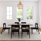 Plank+Beam 72 Classic Solid Wood Dining Table Set, Walnut Wirebrush, + 6 Chairs
