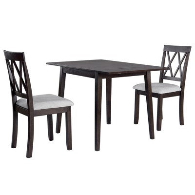 GDF Studio Avery 3 Piece Dining Set with Drop Leaf Dining Table and 2 Dining Upholstered Chairs