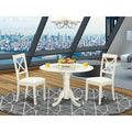 HomeStock Modern Round Dining Table Set Linen White