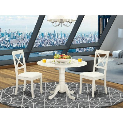HomeStock Modern Round Dining Table Set Linen White