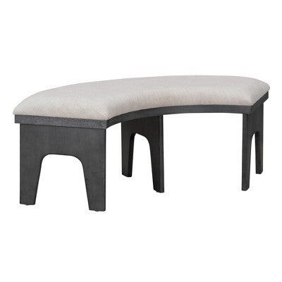 GDFStudio Agnes 5 Piece Rustic Round Dining Set with Upholstered Chairs and Curved Bench