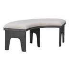 GDFStudio Agnes 5 Piece Rustic Round Dining Set with Upholstered Chairs and Curved Bench
